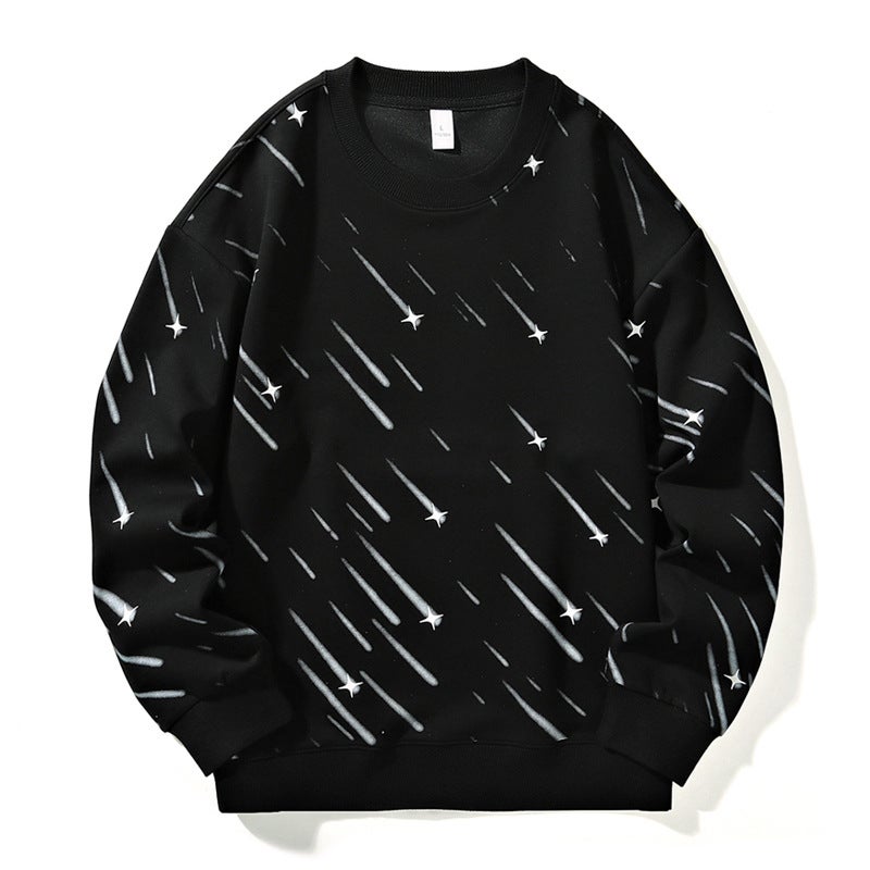 Mens Sweatshirt New Fashion Printed Long T-shirt Mens Spring and Autumn Hooded Casual Loose Base Top Black  - Image 3