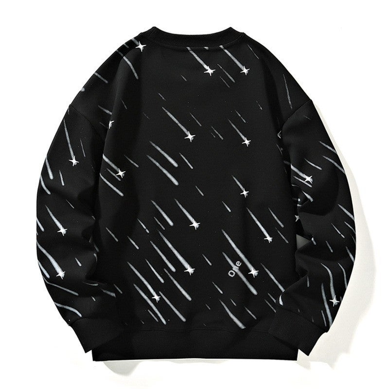 Mens Sweatshirt New Fashion Printed Long T-shirt Mens Spring and Autumn Hooded Casual Loose Base Top Black  - Image 5