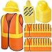 Geyoga 48 Pieces Construction Party Supplies Kids Costume Including Vest Construction Hat Tote Bag for Birthday Party FavorOrange Yellow - Image 4