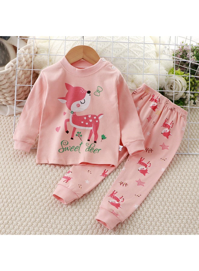 Children's Underwear Suit Cotton Boys' Autumn Clothes Pajamas Baby Long Pants Warm Girls' Home Wear Cotton Children's Clothing