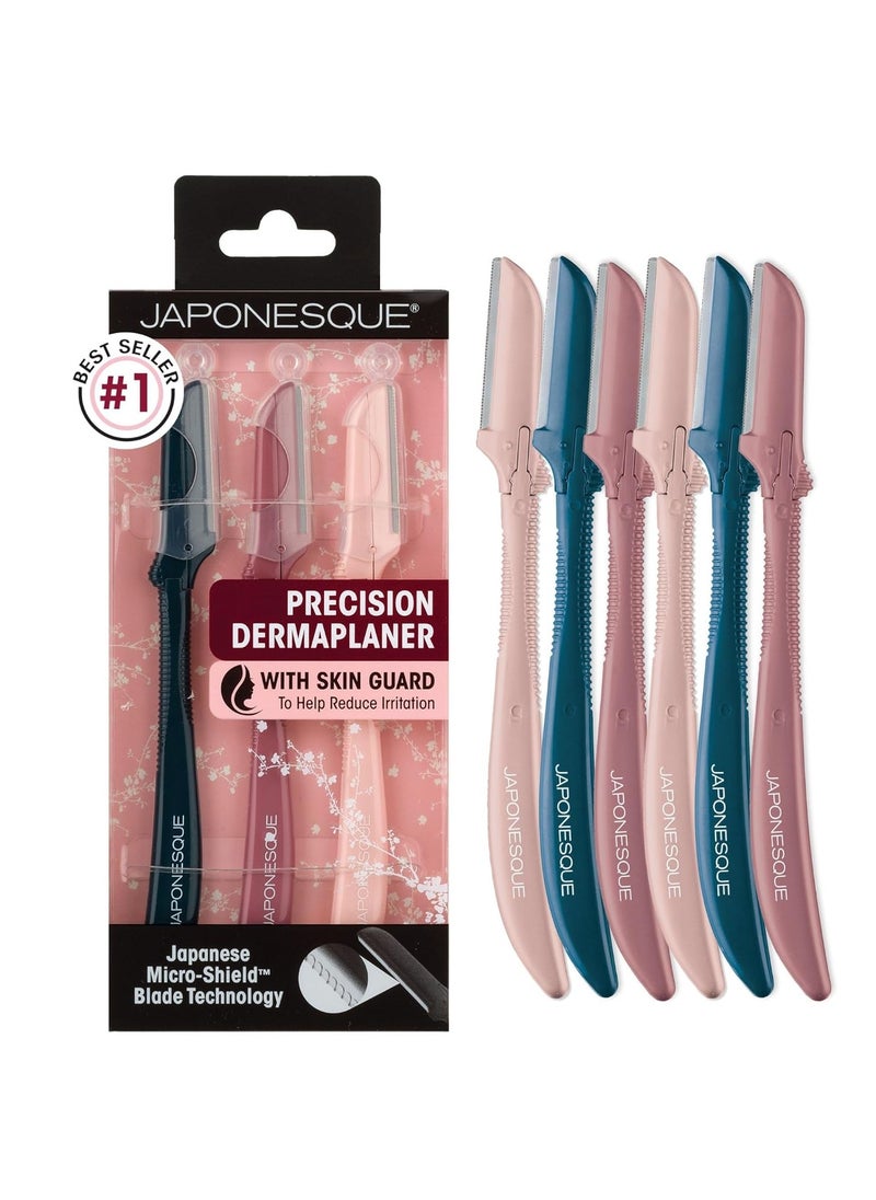 Japonesque - JAPONESQUE Dermaplaner Facial Razors - 3 Piece Set, Facial Hair Razor Kit - One Blade Dermaplane Razor for Women - Pack of 2 - Image 1