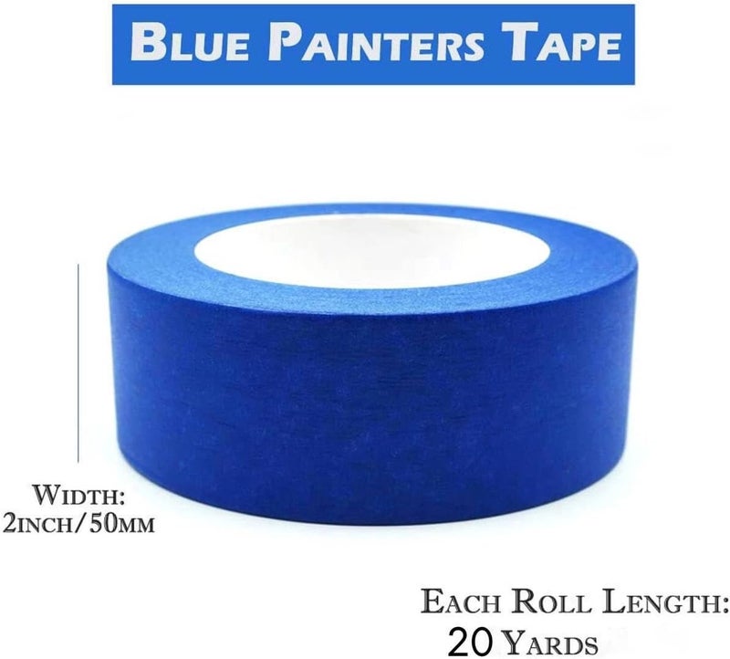 مارك شريط لاصق للرسامين، 6 قطع، مقاس 2 بوصة × 1 ياردة، أزرق - Image 2