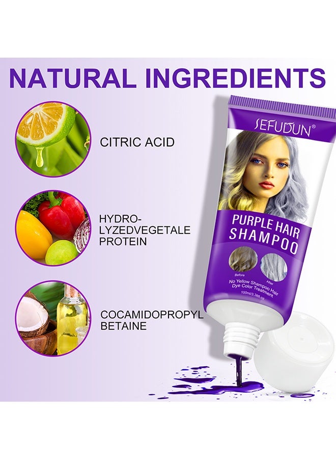 Sefudun Purple Hair Shampoo, For Blonde Hair Colored Hair Silver Gray Hair Sulfate-Free, Citric Acid & Vegetable Proteins Hair Shampoo With Advanced Purple Pigment Tone Brassy Hair Moisturized No Harsh Salts - Image 3