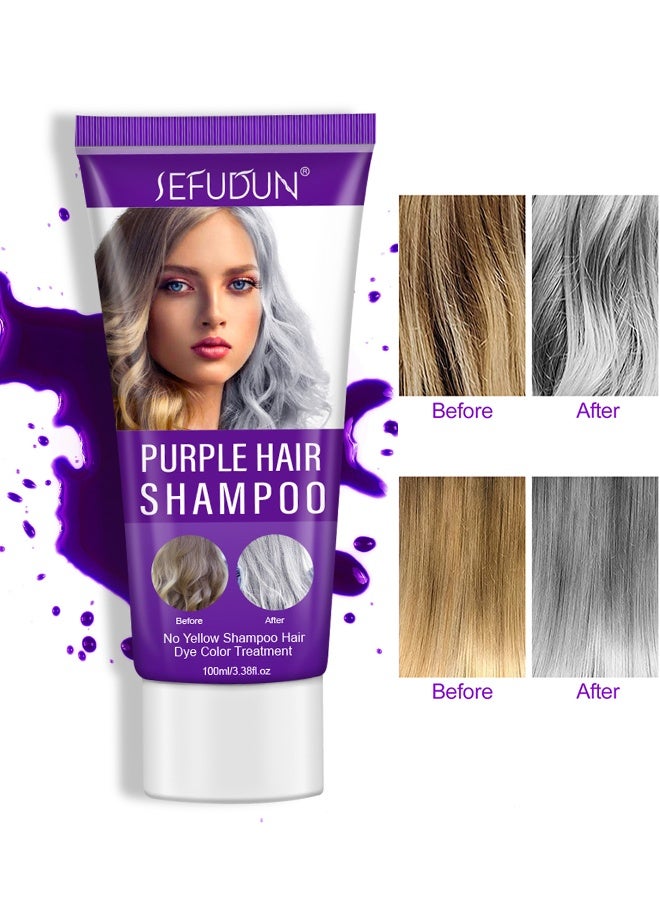 Sefudun Purple Hair Shampoo, For Blonde Hair Colored Hair Silver Gray Hair Sulfate-Free, Citric Acid & Vegetable Proteins Hair Shampoo With Advanced Purple Pigment Tone Brassy Hair Moisturized No Harsh Salts - Image 1