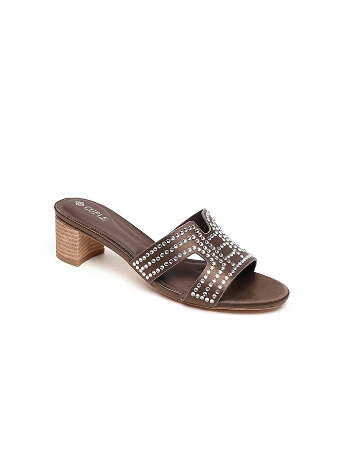 Cuple Womens embelished pointed-toe kitten heel mules