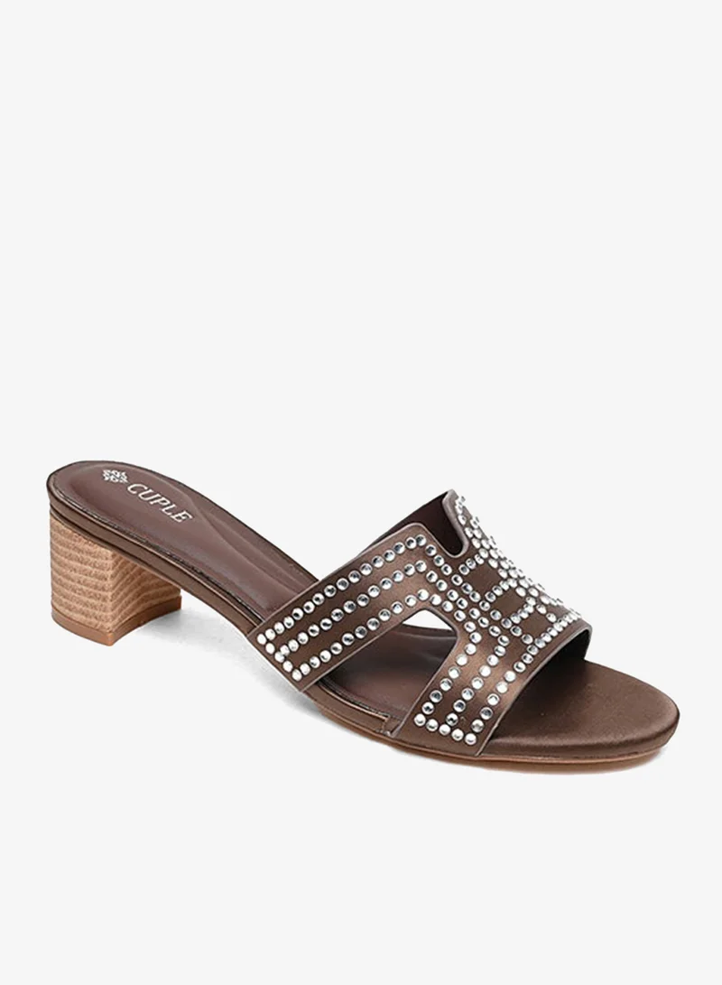 Cuple Womens embelished pointed-toe kitten heel mules