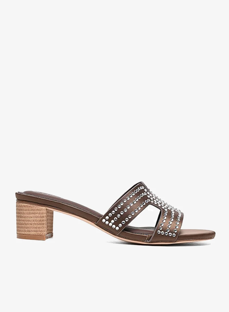 Cuple Womens embelished pointed-toe kitten heel mules