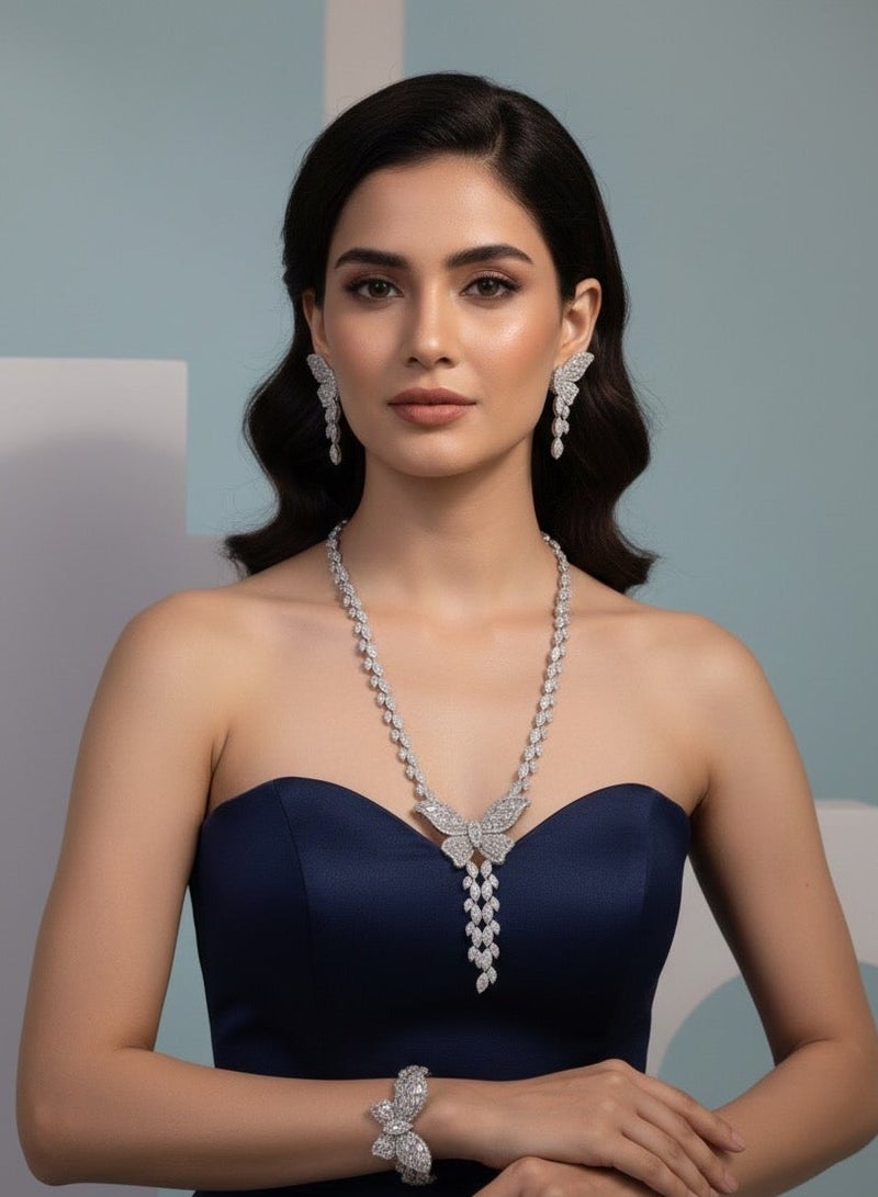 إكسسوارات آر. سي. إي طقم زركونيا أنيق من 4 قطع مستوحاة من الفراشات، - Image 1