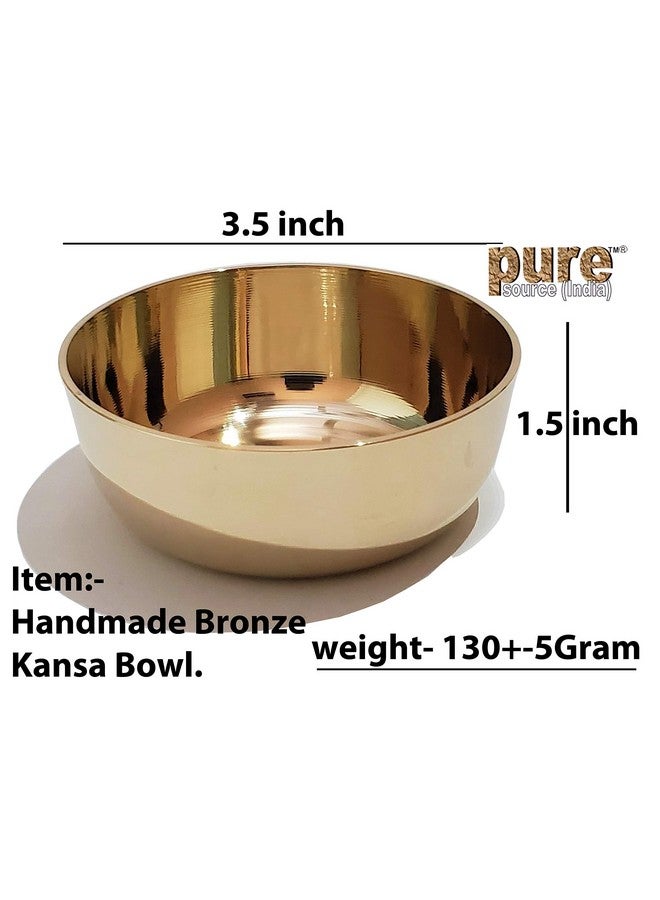 بيور سورس انديا وعاء كانسا/برونز صلب من Pure Source India - 150 مل، 6 قطع، ذهبي - Image 2