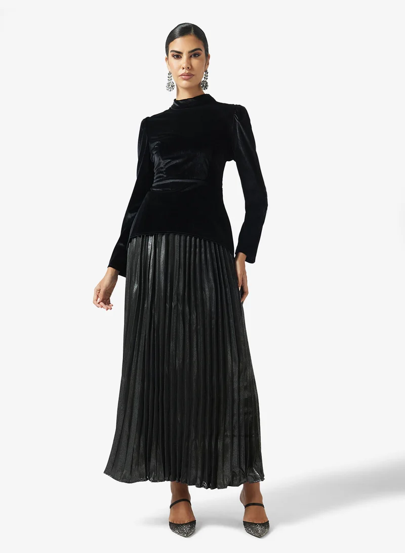 A-line Shimmer Dress With Pleats