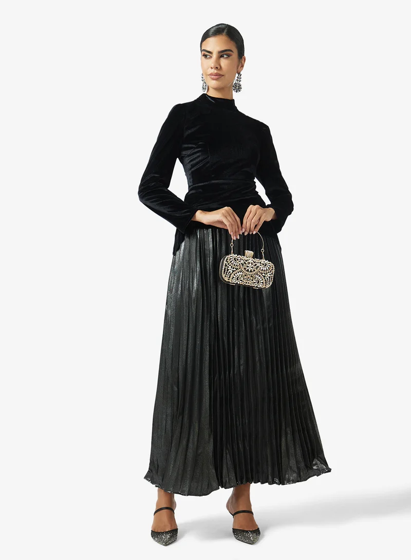 Khizana  Pleated Dress With Velour Mock Top for Women | Best Price UAE
