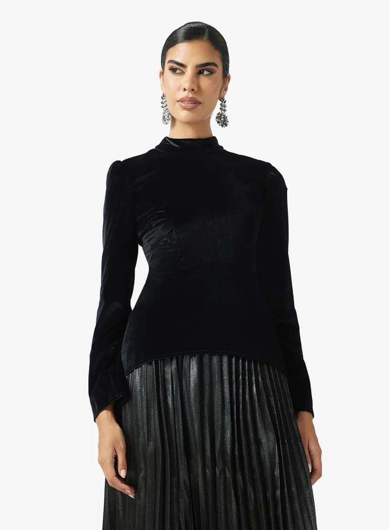 Khizana  Pleated Dress With Velour Mock Top for Women | Best Price UAE