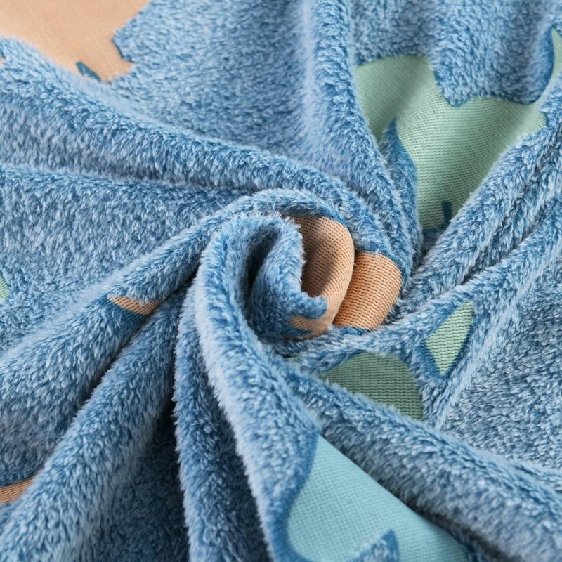 TEMSON Space Design Glow in The Dark Radium Blanket for Kids, Soft Plush Star Space Ship & Planets Blanket, Warm Glowing Blanket for Toddler All Seasons Baby Blanket (Big) - Image 5