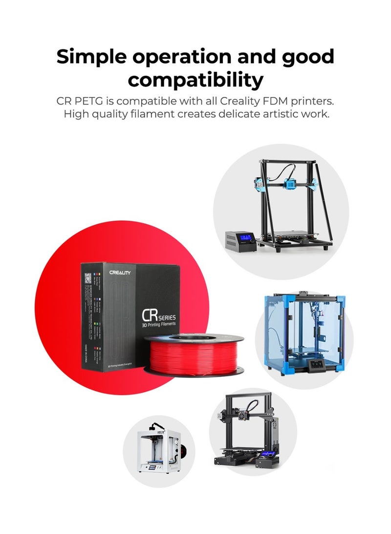 كريليتي 3D CREALITY PETG Filament 1.75mm 3D Printer Filament, 1kg Neatly Wound Spool, Dimensional Accuracy ±0.03mm, Fit for Ender, Bambu Lab, Anycubic, ELEGOO FDM Printers (Grey) grey - Image 3