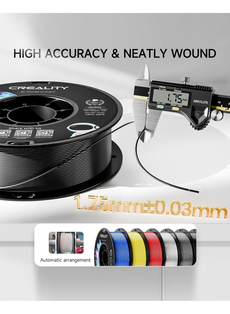 كريليتي 3D CREALITY PETG Filament 1.75mm 3D Printer Filament, 1kg Neatly Wound Spool, Dimensional Accuracy ±0.03mm, Fit for Ender, Bambu Lab, Anycubic, ELEGOO FDM Printers (Grey) grey - Image 5