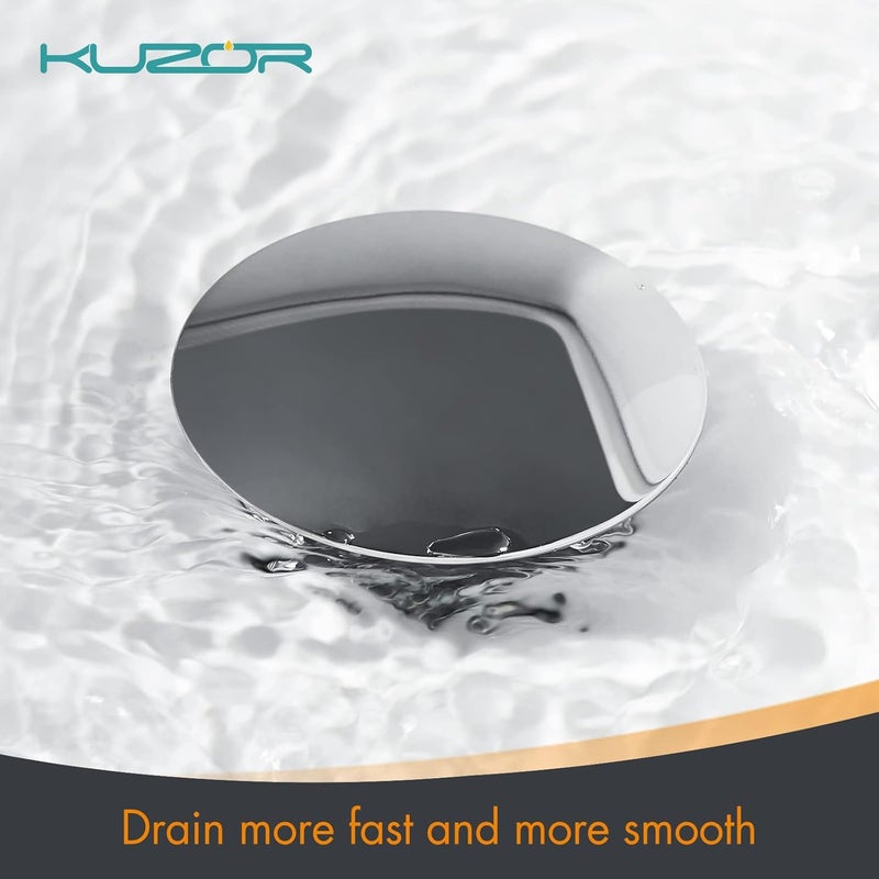 KUZOR 2-Pack Pop Up Bathroom Sink Drain with Overflow - Fits 1-5/8" to 2" Holes, Chrome 304 Stainless Steel for Vanity/Vessel Sink​ - Image 3