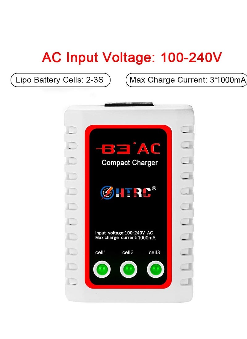 Generic - Compact LiPo Battery Charger for RC Cars, 2S and 3S Balance Charging, Compatible with 7.4V to 11.1V Batteries - Image 1