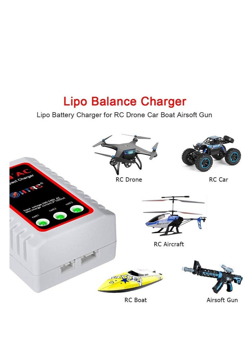 Generic - Compact LiPo Battery Charger for RC Cars, 2S and 3S Balance Charging, Compatible with 7.4V to 11.1V Batteries - Image 1