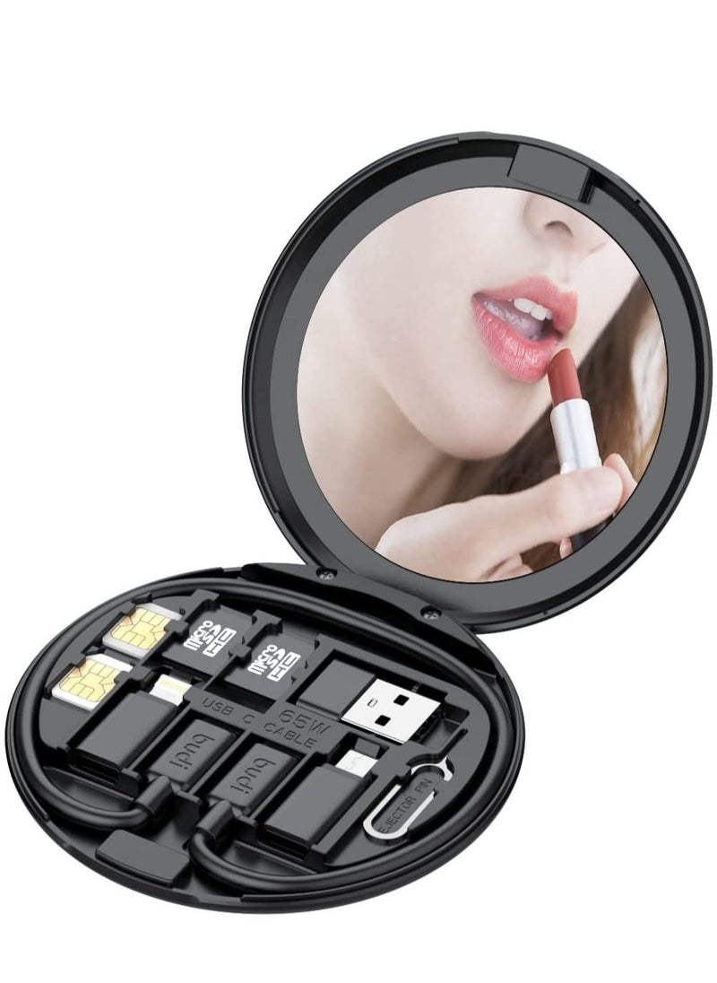 budi Mini Mirror SD CF Card Reader 11 in 1 TF Memory Card Adapter Camera Card Reader Digital Beauty Gadget Storage case USB C Type Charging and Data Transfer case  - Image 2