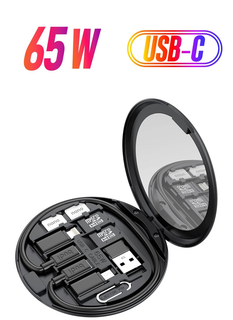 budi Mini Mirror SD CF Card Reader 11 in 1 TF Memory Card Adapter Camera Card Reader Digital Beauty Gadget Storage case USB C Type Charging and Data Transfer case  - Image 1