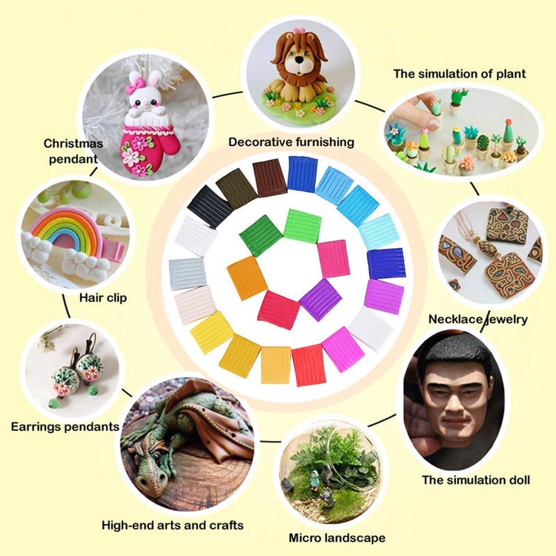 Oytra Polymer Oven Bake Clay Set with Jewelry Making Accessories Kit Tools Non Air Dry Plasticine PVC Material DIY Figurines Jewellery Artists Beginners and Professionals (24 Colors) - Image 2