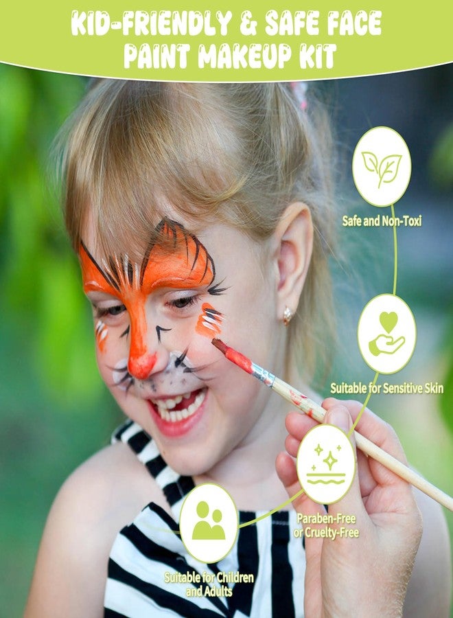 Pintada 44 Color Face Painting Kit for Kids - Non Toxic Water Activated Face Paint Palette with Stencils, Brushes, Gems & Glitter. Halloween, Carnival, Party; Costume Makeup for Creative Activities - Image 4