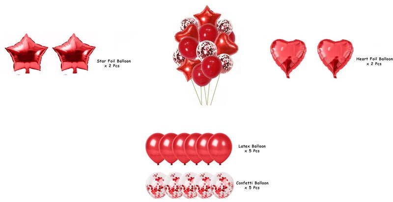 Crackles Party Mix Red Metallic, Confetti and Foil Balloons for All Kind of Balloon Party Decorations (Red), 14 Pieces Combo - Image 2