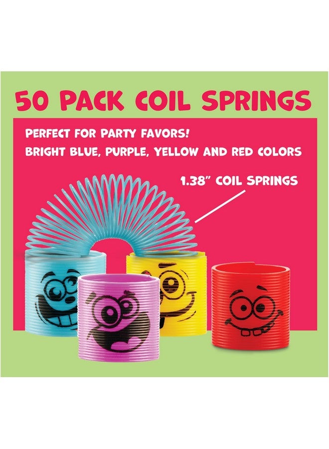 Bedwina Mega Pack of 50 Coil Springs for Kids - Assorted Silly Faces and Colors, Mini Plastic Spring Toy for Party Favors, Carnival Prizes, Gift Goodie Bag Filler, Stocking Stuffers - Image 2
