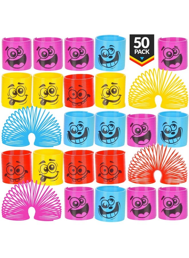Bedwina Mega Pack of 50 Coil Springs for Kids - Assorted Silly Faces and Colors, Mini Plastic Spring Toy for Party Favors, Carnival Prizes, Gift Goodie Bag Filler, Stocking Stuffers - Image 5