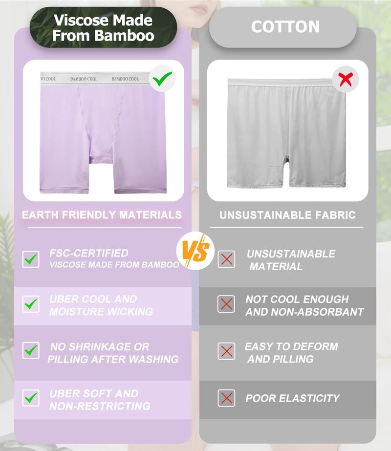 BAMBOO COOL Womens BoyShorts Underwear Full Coverage Ladies Panties High Waisted Boxer Briefs Breathable Stretch 5 Pack - Image 5