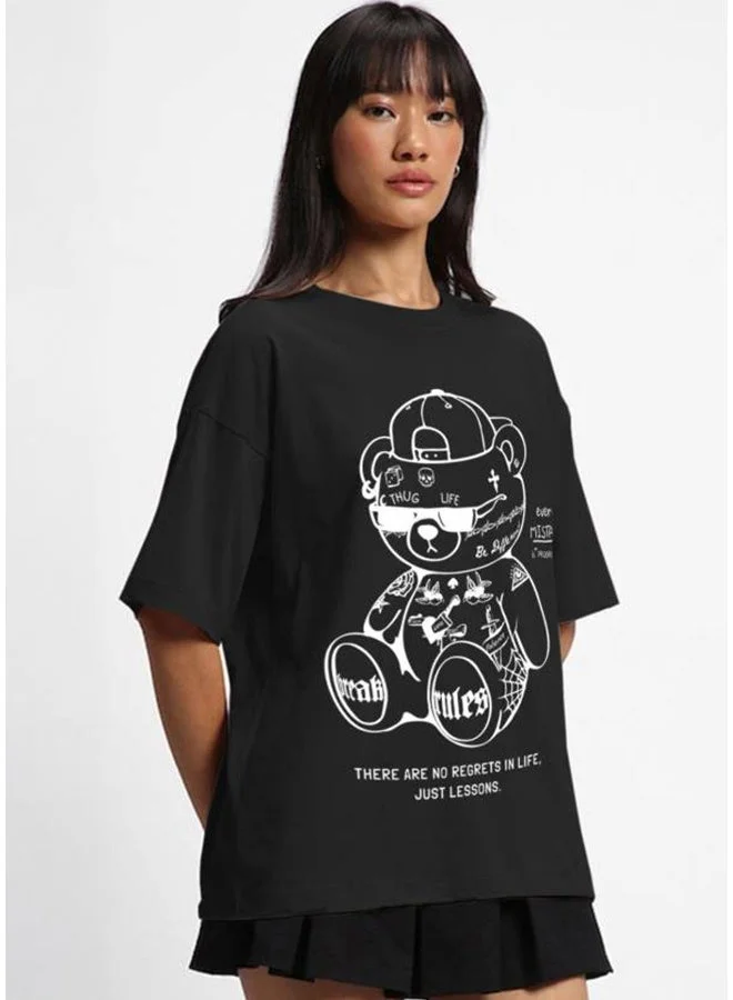 جونبيري Juneberry Pure Cotton  Printed Tshirt BLACK Color For Women