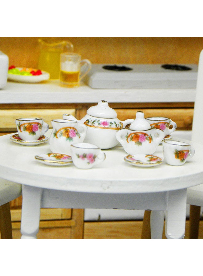Pocket Story Creative Educational Children's Toy Mini Ceramic Tea Set Suit Doll Room Simulation Model-Color:Cross Pink Flower - Image 3