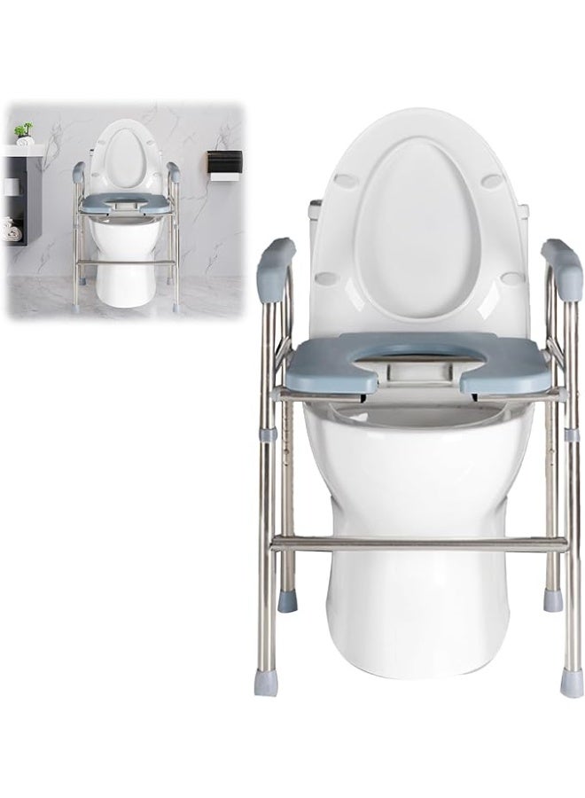 Premium Height-Adjustable Toilet Seat Raiser with Armrests – Non-Slip Toilet Support Frame and Standing Aid Safety Grab Bar for Seniors - Image 1