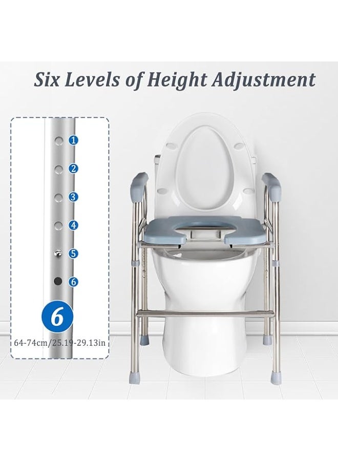 Premium Height-Adjustable Toilet Seat Raiser with Armrests – Non-Slip Toilet Support Frame and Standing Aid Safety Grab Bar for Seniors - Image 3