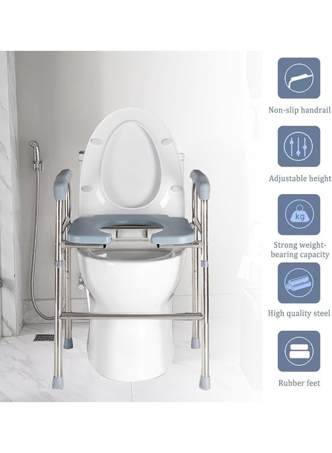 Premium Height-Adjustable Toilet Seat Raiser with Armrests – Non-Slip Toilet Support Frame and Standing Aid Safety Grab Bar for Seniors - Image 4