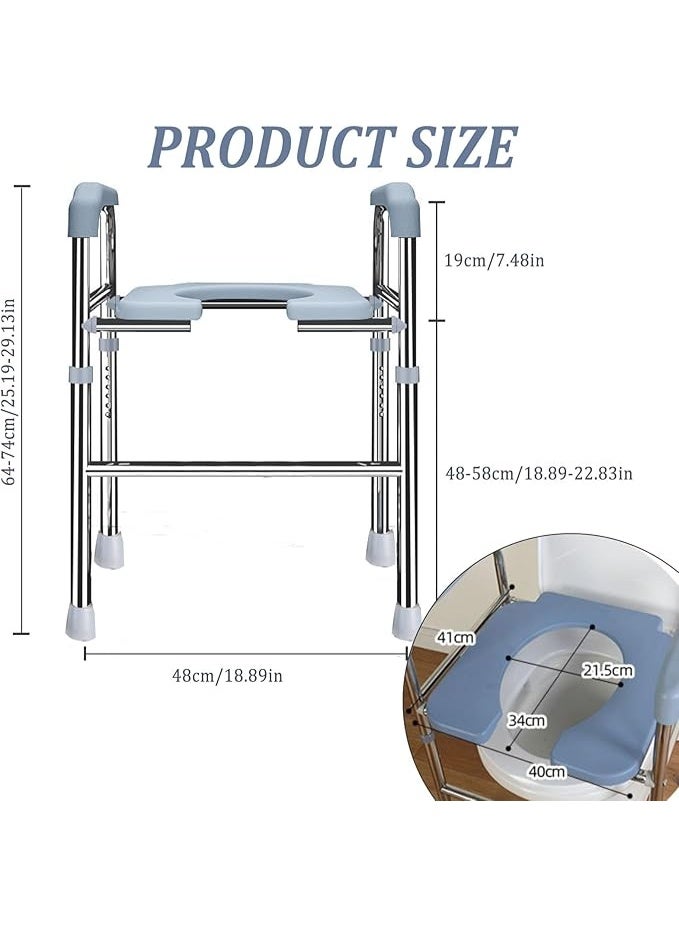 Premium Height-Adjustable Toilet Seat Raiser with Armrests – Non-Slip Toilet Support Frame and Standing Aid Safety Grab Bar for Seniors - Image 2