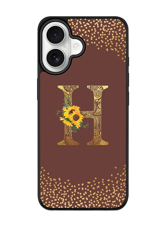 Stylizedd iPhone 17 Case, [Compatible with MagSafe] Slim Magnetic cover Phone Case iPhone 17 -Custom Floral Monogram - H  (Brown ) - Image 1