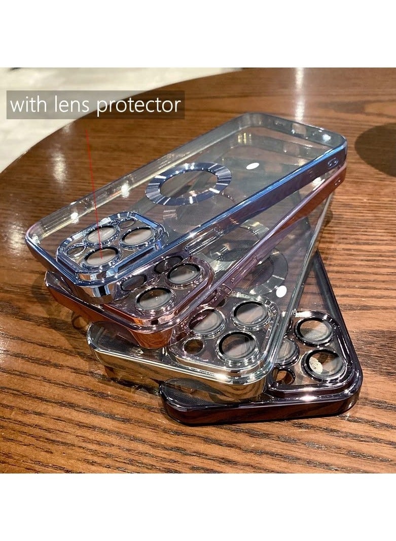 Apple iPhone 11 Pro Max Case Clear Silicone Logo View Design, Camera Lens Protection Luxury Plating Soft Back Cover Slim Shockproof Phone Case for Apple iPhone 11 Pro Max
