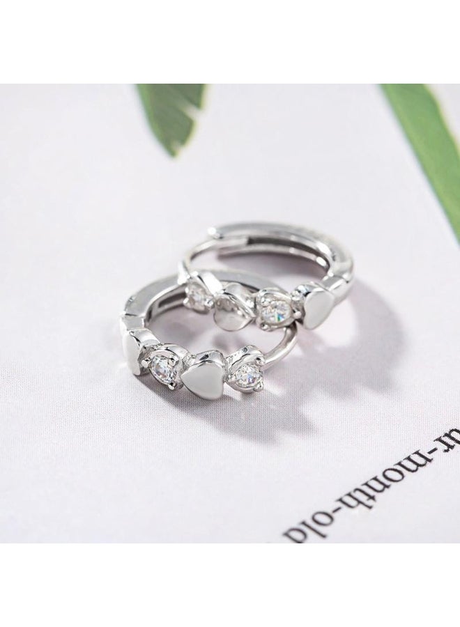 Generic Temperament Personality Heart-Shaped Ear Buckle Inlaid Zircon Earrings All-Match Love Ear Buckle Jewelry  - Image 4