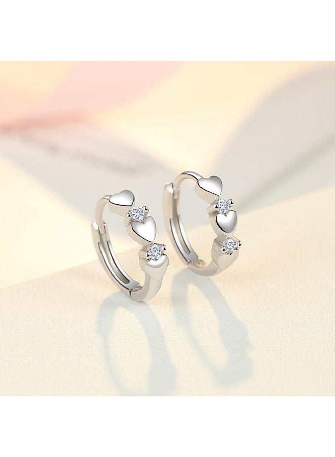Generic Temperament Personality Heart-Shaped Ear Buckle Inlaid Zircon Earrings All-Match Love Ear Buckle Jewelry  - Image 2