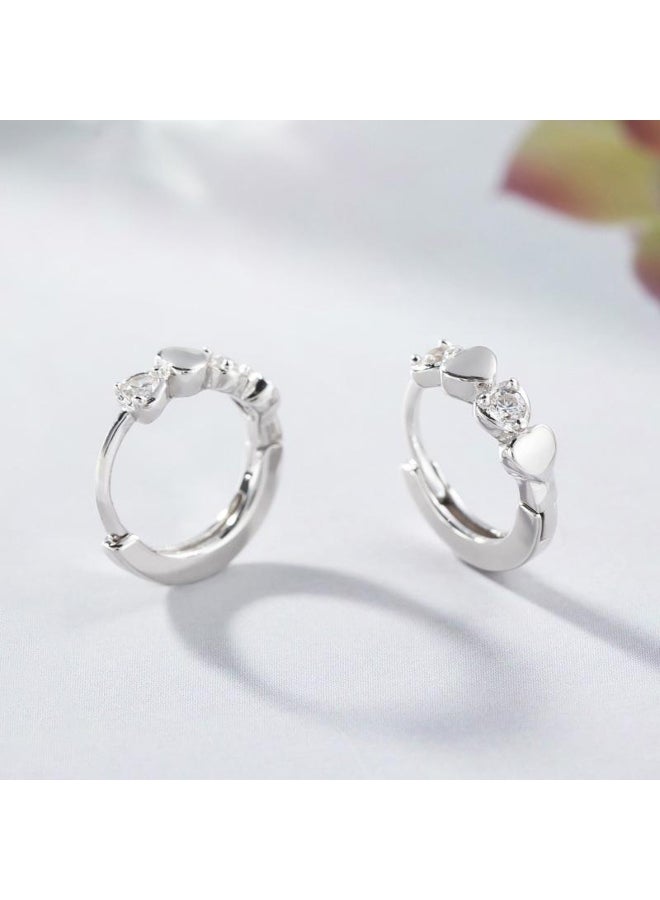 Generic Temperament Personality Heart-Shaped Ear Buckle Inlaid Zircon Earrings All-Match Love Ear Buckle Jewelry  - Image 3