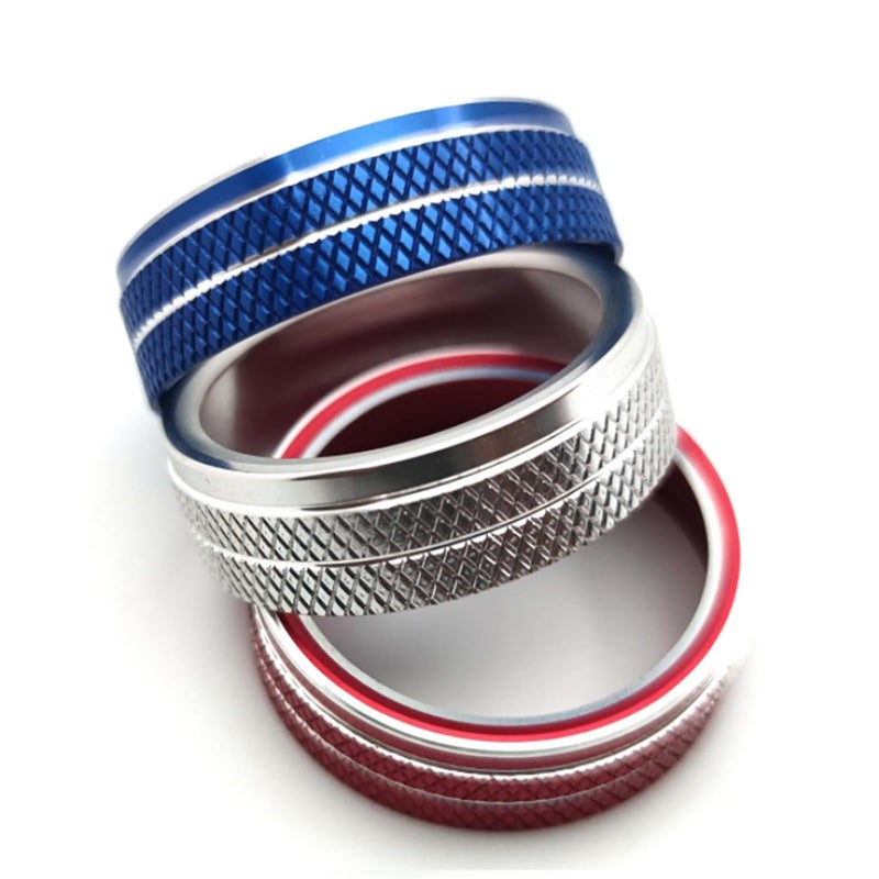 QASULER Car Air Conditioning Knob Trim Cover Ring - Red - Image 4