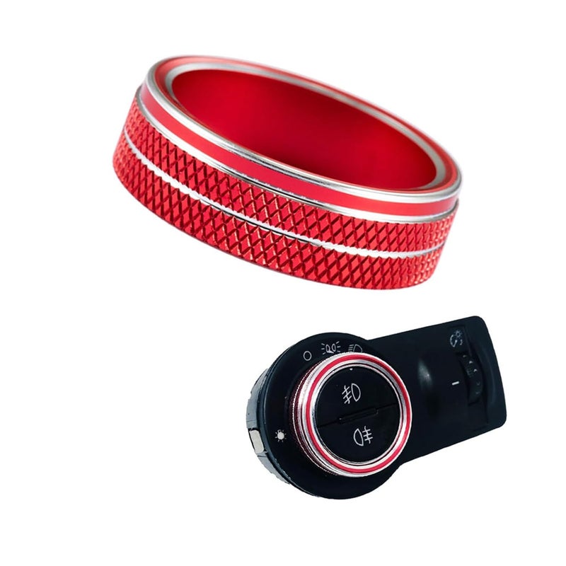 QASULER Car Air Conditioning Knob Trim Cover Ring - Red - Image 2