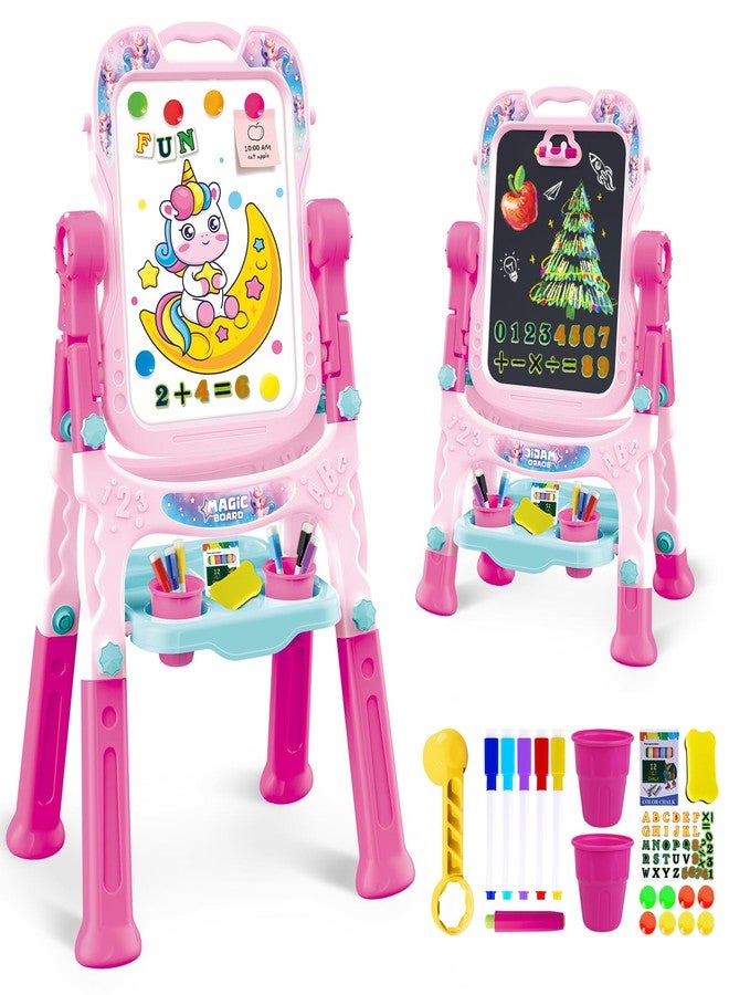 Hoarosall Art Easel for Kids - Adjustable Double-Sided Rotatable Magnetic White Board with Painting Accessories, Preschool Learning Toy for Girls 3-5 Years Old,Ideal Christmas Birthday Gift (Pink) - Image 1