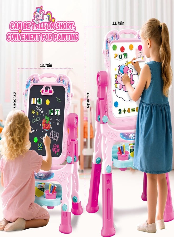 Hoarosall Art Easel for Kids - Adjustable Double-Sided Rotatable Magnetic White Board with Painting Accessories, Preschool Learning Toy for Girls 3-5 Years Old,Ideal Christmas Birthday Gift (Pink) - Image 2