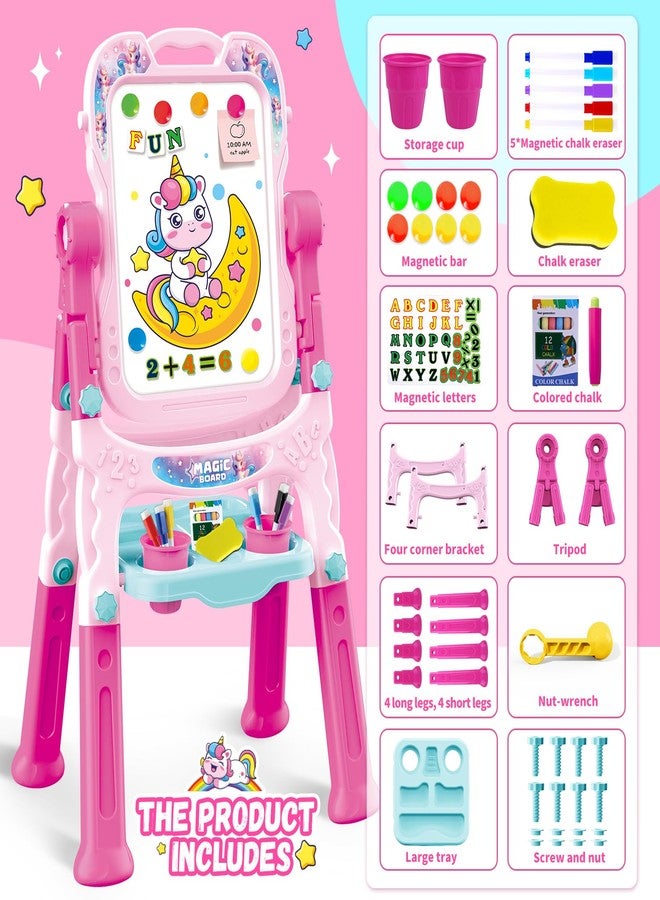 Hoarosall Art Easel for Kids - Adjustable Double-Sided Rotatable Magnetic White Board with Painting Accessories, Preschool Learning Toy for Girls 3-5 Years Old,Ideal Christmas Birthday Gift (Pink) - Image 5