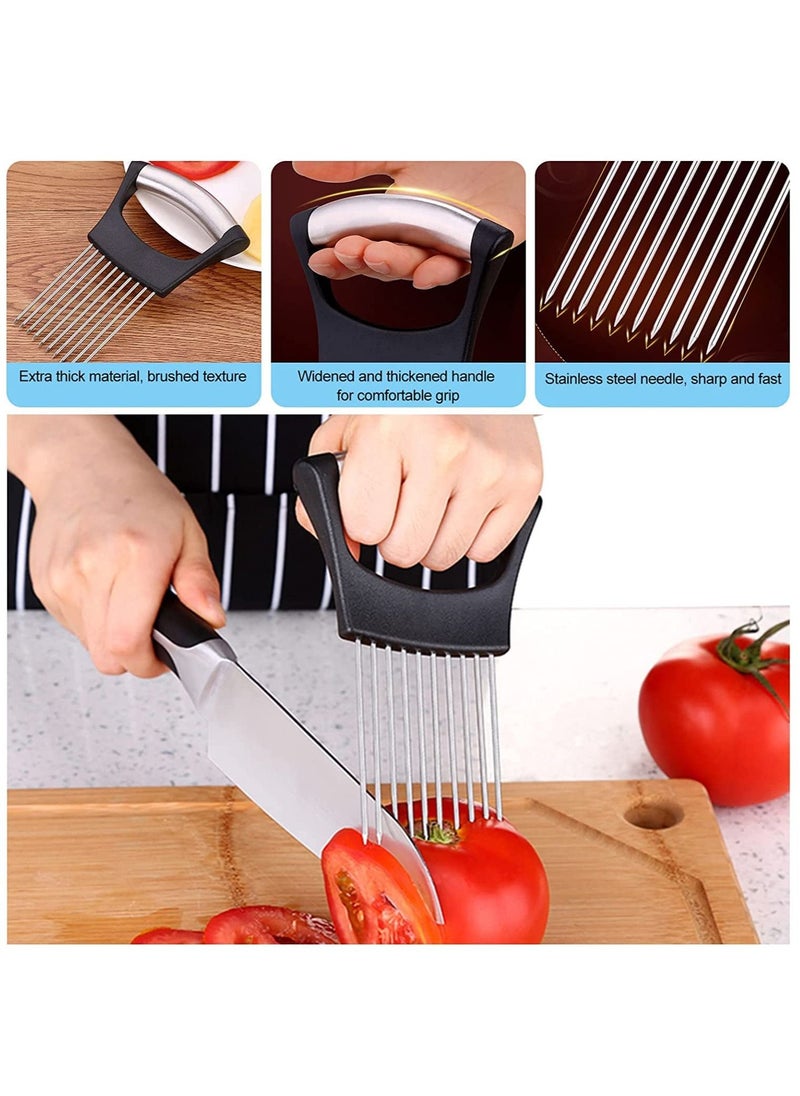 Y&D Onion Holder Slicer, 6PCS Finger Guard Set for Cutting, Stainless Steel Protector, Thumb Peelers Nuts Kitchen Tool Avoid Hurting When Slicing and Chopping  - Image 3