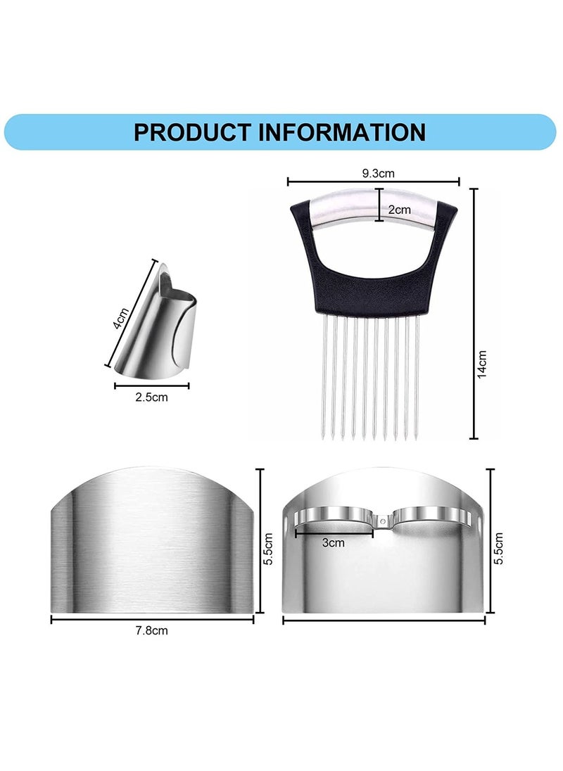 Y&D Onion Holder Slicer, 6PCS Finger Guard Set for Cutting, Stainless Steel Protector, Thumb Peelers Nuts Kitchen Tool Avoid Hurting When Slicing and Chopping  - Image 2