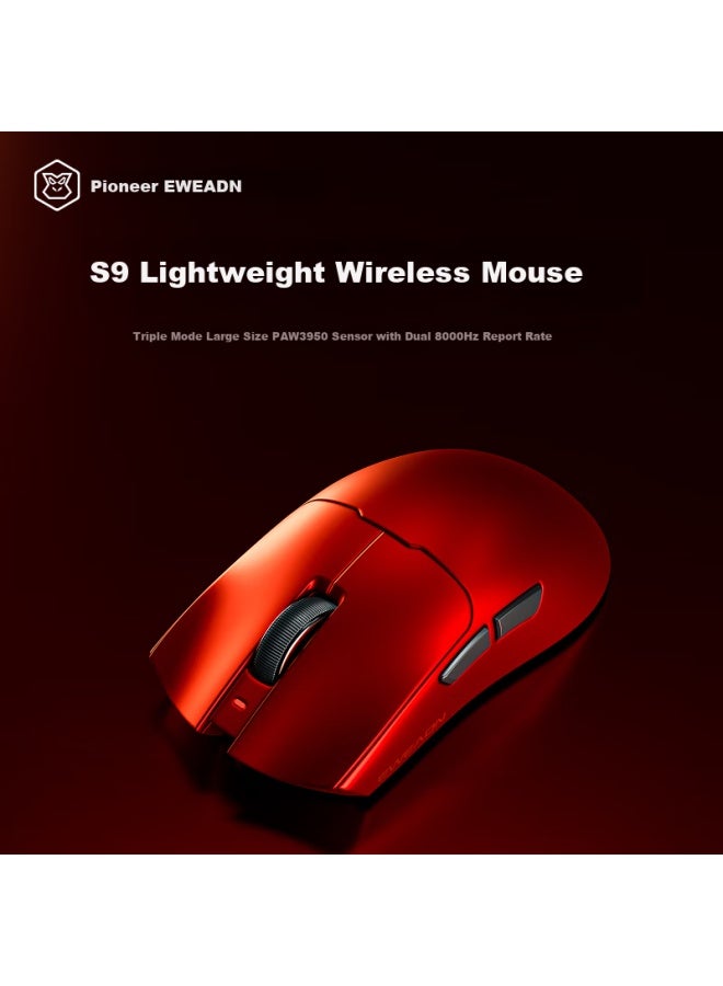 Eweadn S9 Ultra Wireless Gaming Mouse Lightweight Bluetooth Three-Mode Computer Office Large Hand Suitable For Computer Tablet Laptop Gaming Peripheral Flame Red - Image 1