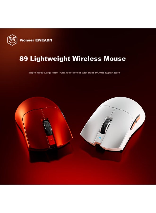 Eweadn S9 Ultra Wireless Gaming Mouse Lightweight Bluetooth Three-Mode Computer Office Large Hand Suitable For Computer Tablet Laptop Gaming Peripheral Flame Red - Image 2